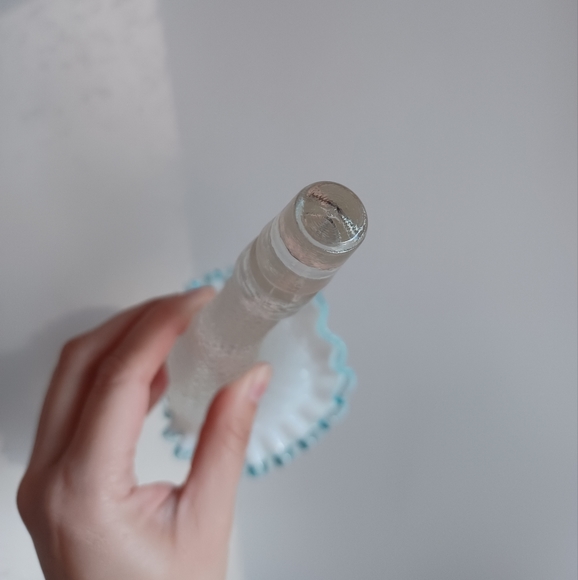 Vintage Fenton Art Glass Epergne Aqua Blue Opalescent Diamond Lace Horns Set - Picture 14 of 14